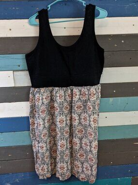 torrid 18/20 Black & Patterned Sleeveless Fit-and-Flare Dress